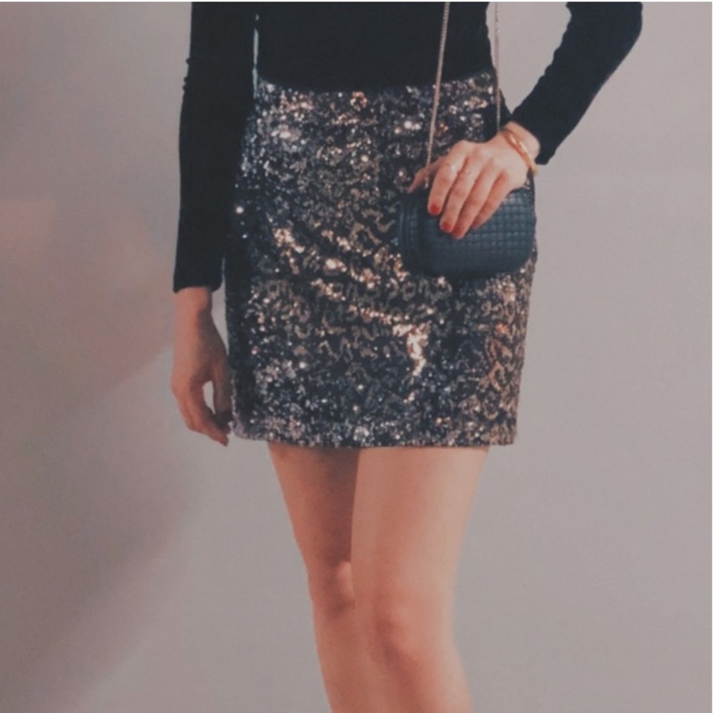 Zara Sequin Mini Side Zip Skirt